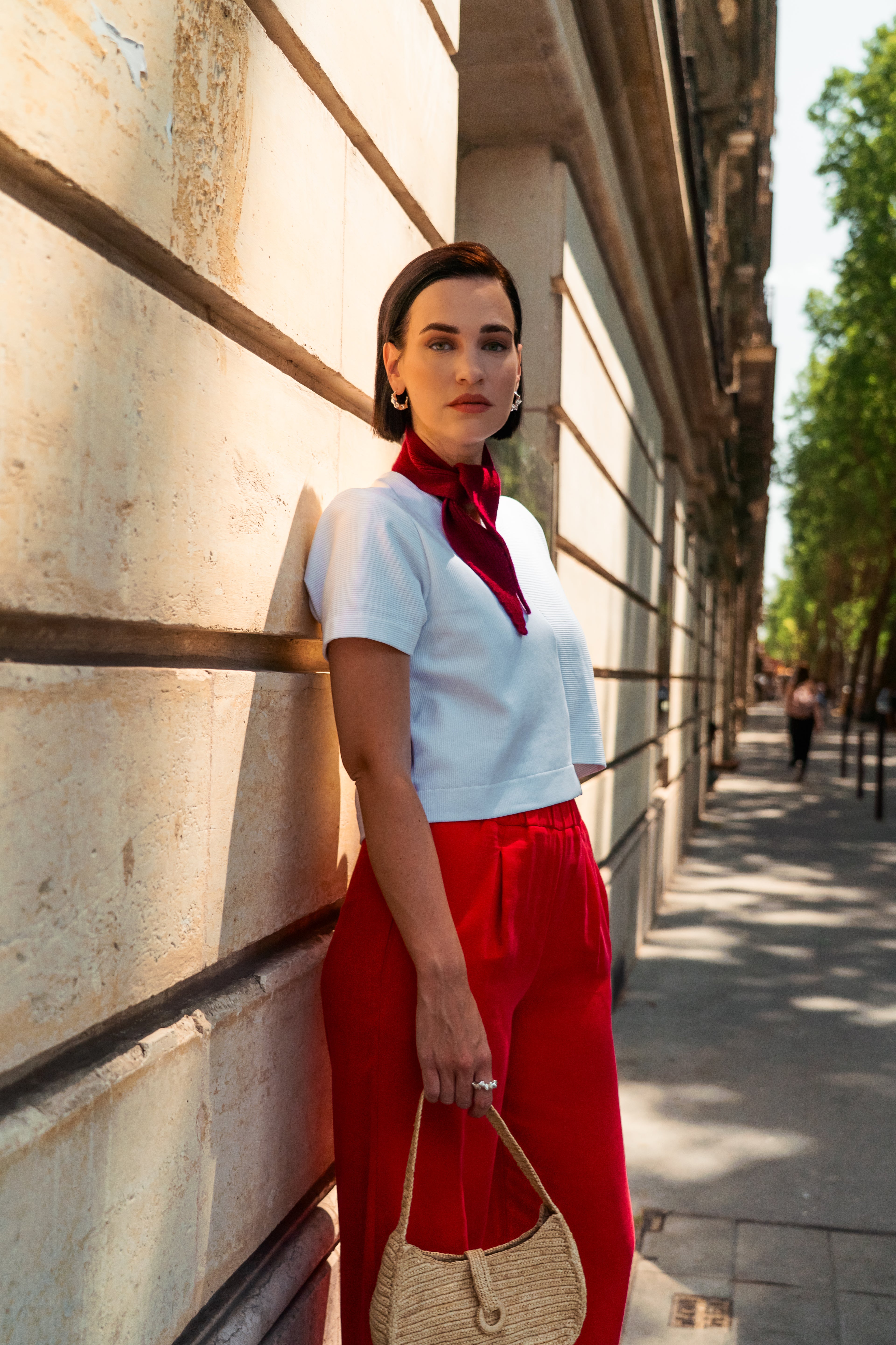 Mini-Schal aus Merino Kaschmir im Foulard-Stil, Rubinrot Freiberg Knitwear