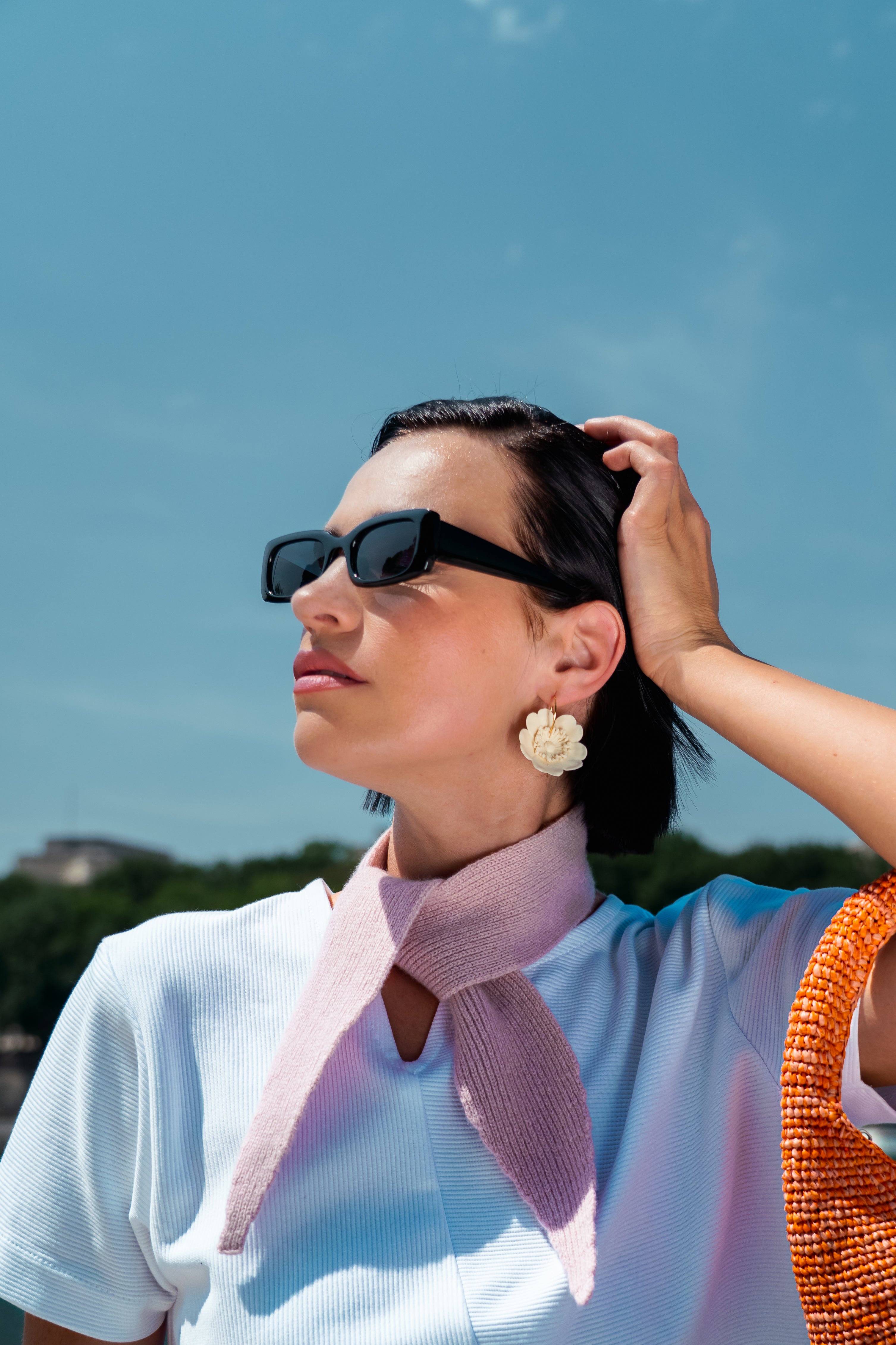 Mini-Schal aus Merino Kaschmir im Foulard-Stil, Powder Altrosa Freiberg Knitwear