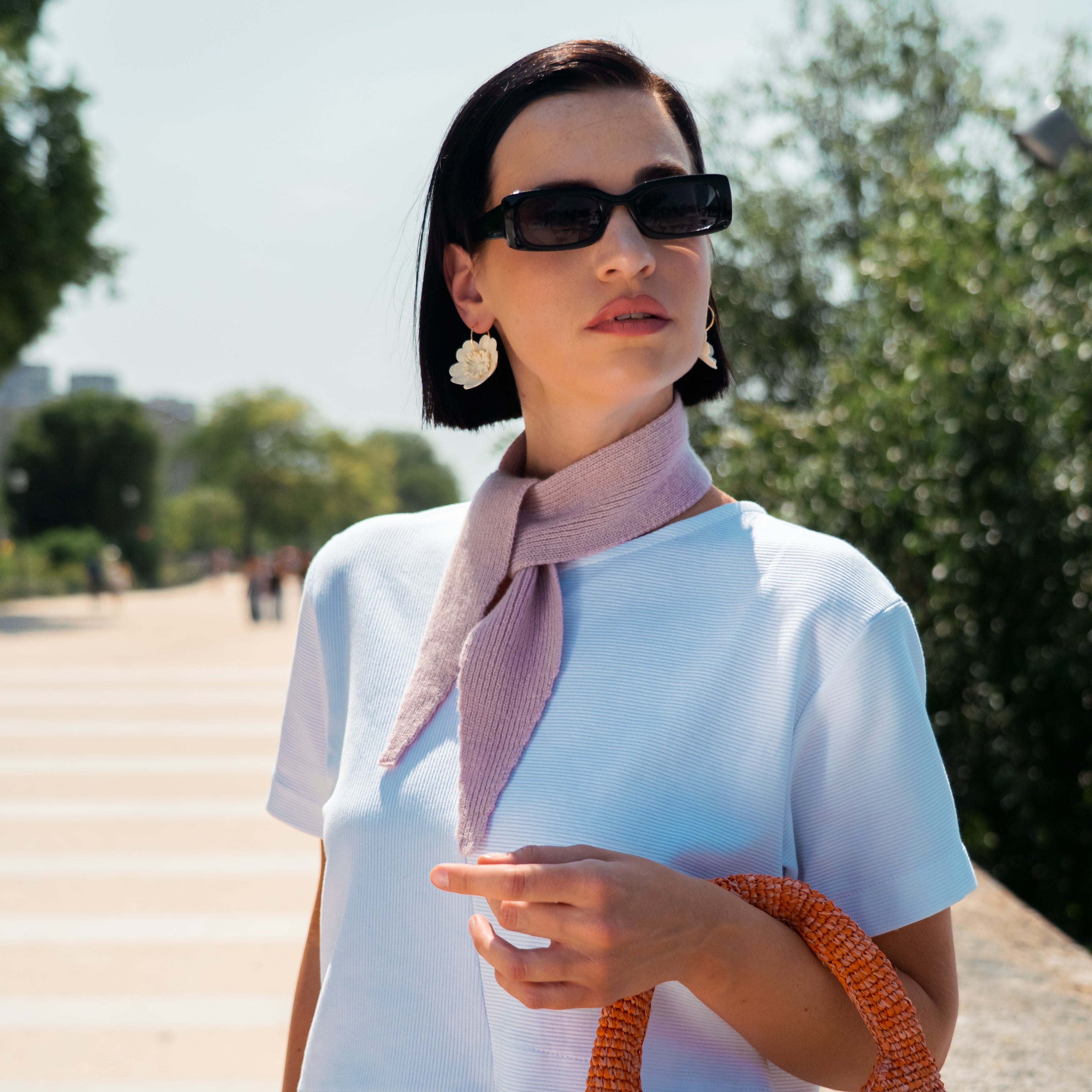 Mini-Schal aus Merino Kaschmir im Foulard-Stil, Powder Altrosa Freiberg Knitwear