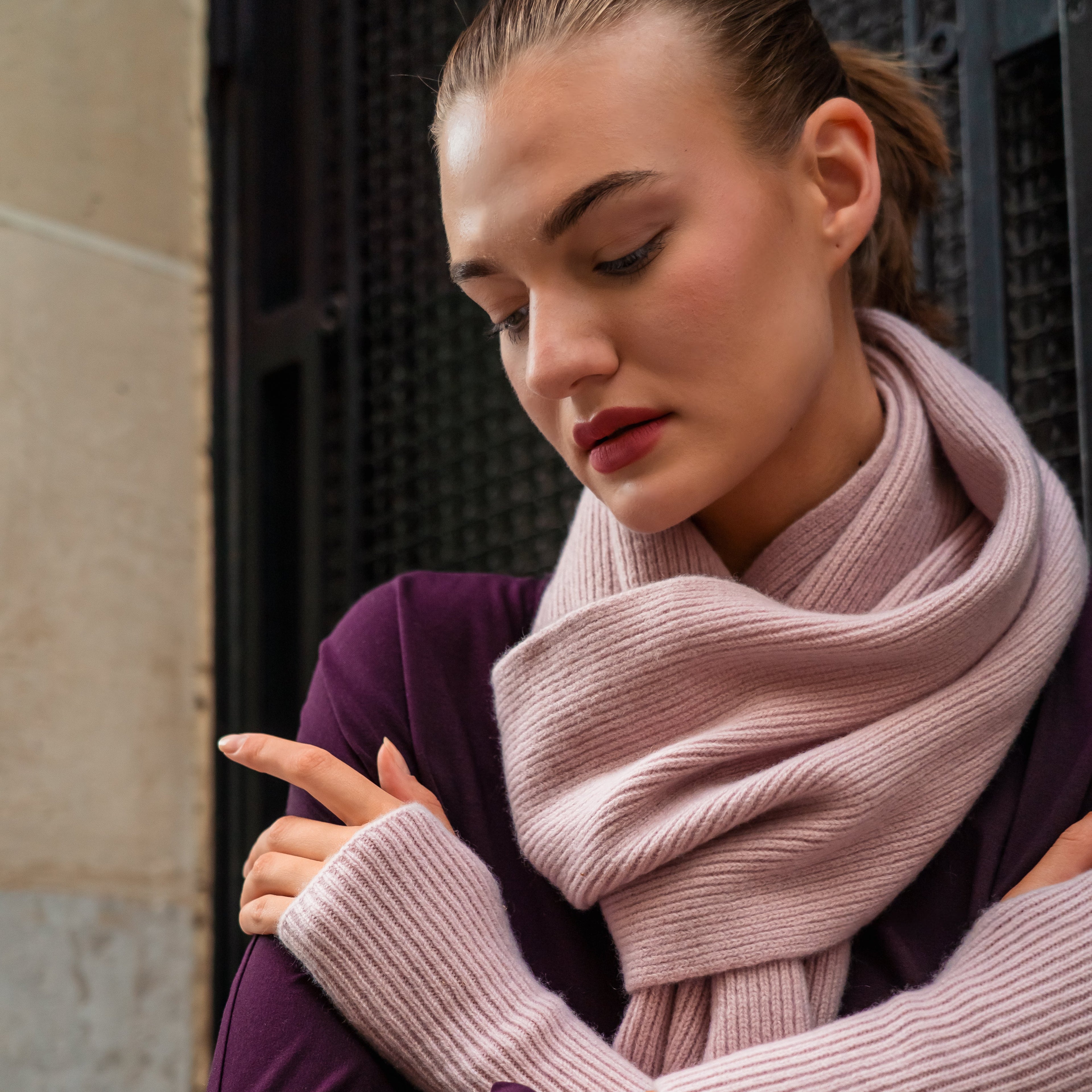 Merino Kaschmir Wollschal in Powder, Freiberg Knitwear