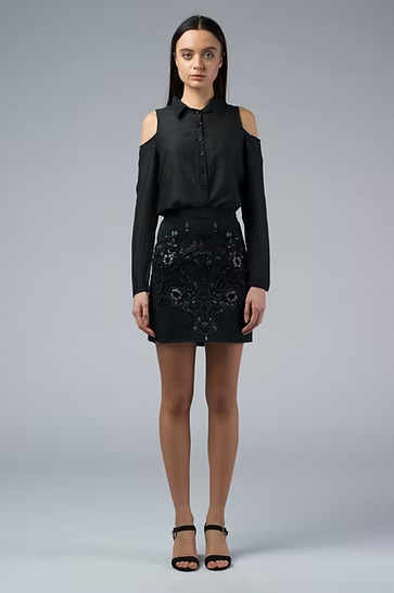 ORALEE Handbestickter Minirock Iimaima