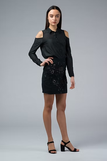 ORALEE Handbestickter Minirock Iimaima