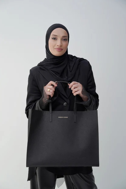 Saffiano-Leder Schwarz Tasche Meriem Lebdiri