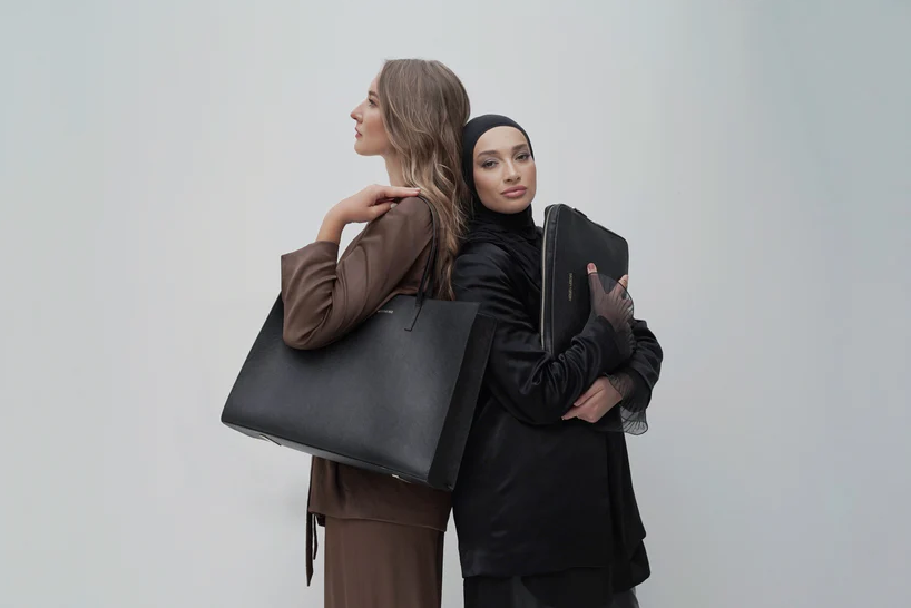 Laptoptasche Saffiano-Leder Schwarz Meriem Lebdiri