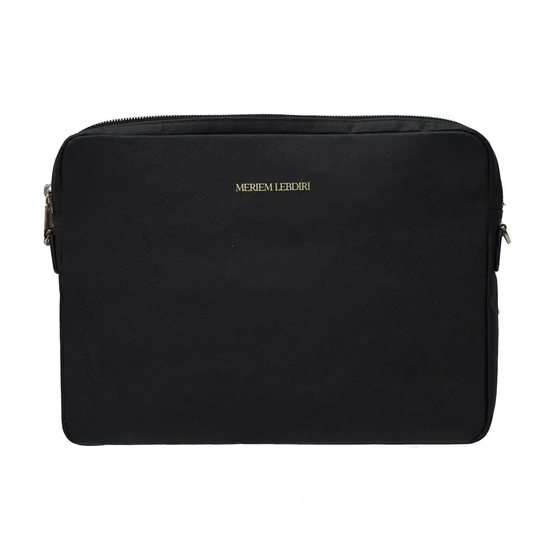 Laptop Ledertasche mit Krokooptik Schwarz Meriem Lebdiri