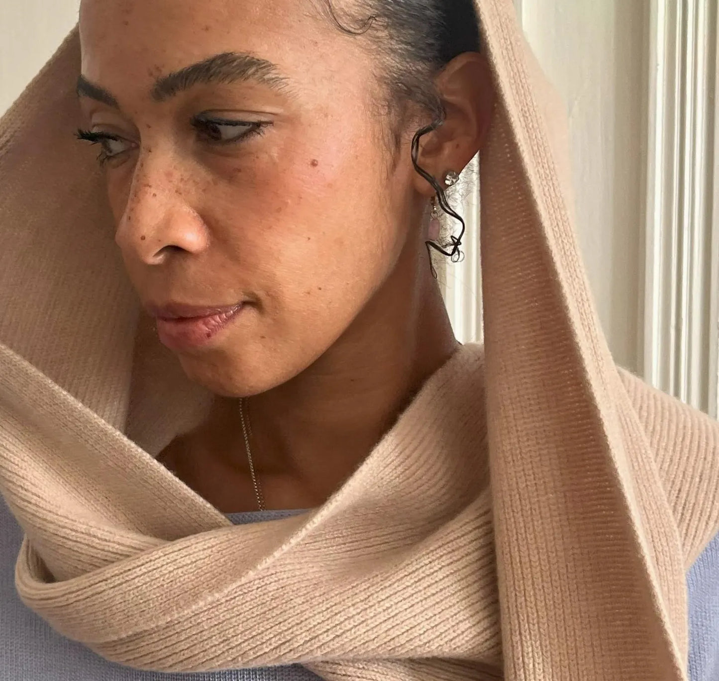 Merino Kaschmir Wollschal in Beige, Freiberg Knitwear