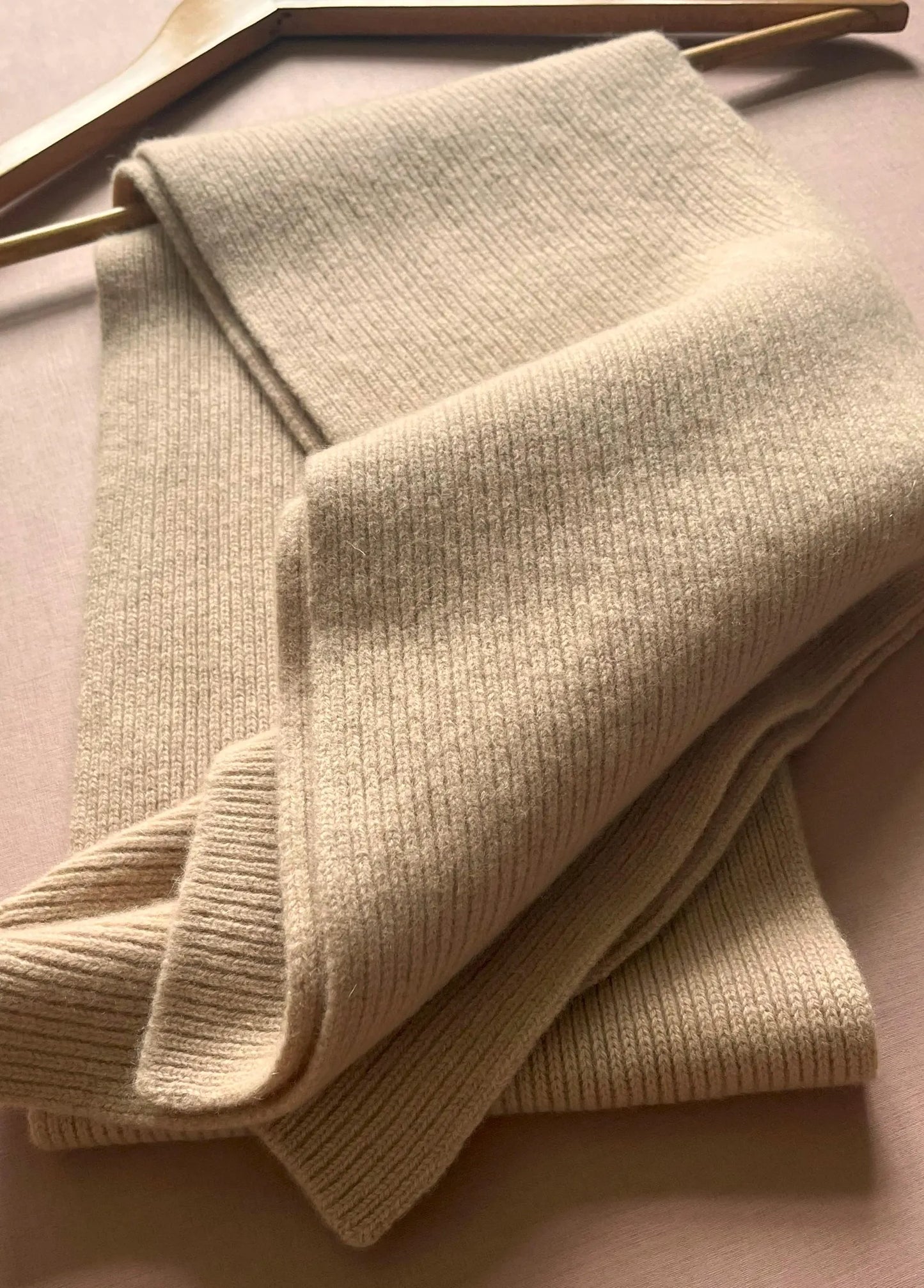 Merino Kaschmir Wollschal in Beige, Freiberg Knitwear