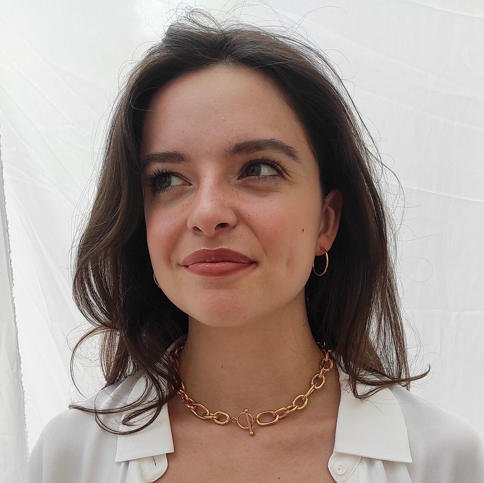 Ohrringe LEA, dünne Creolen, 24 mm