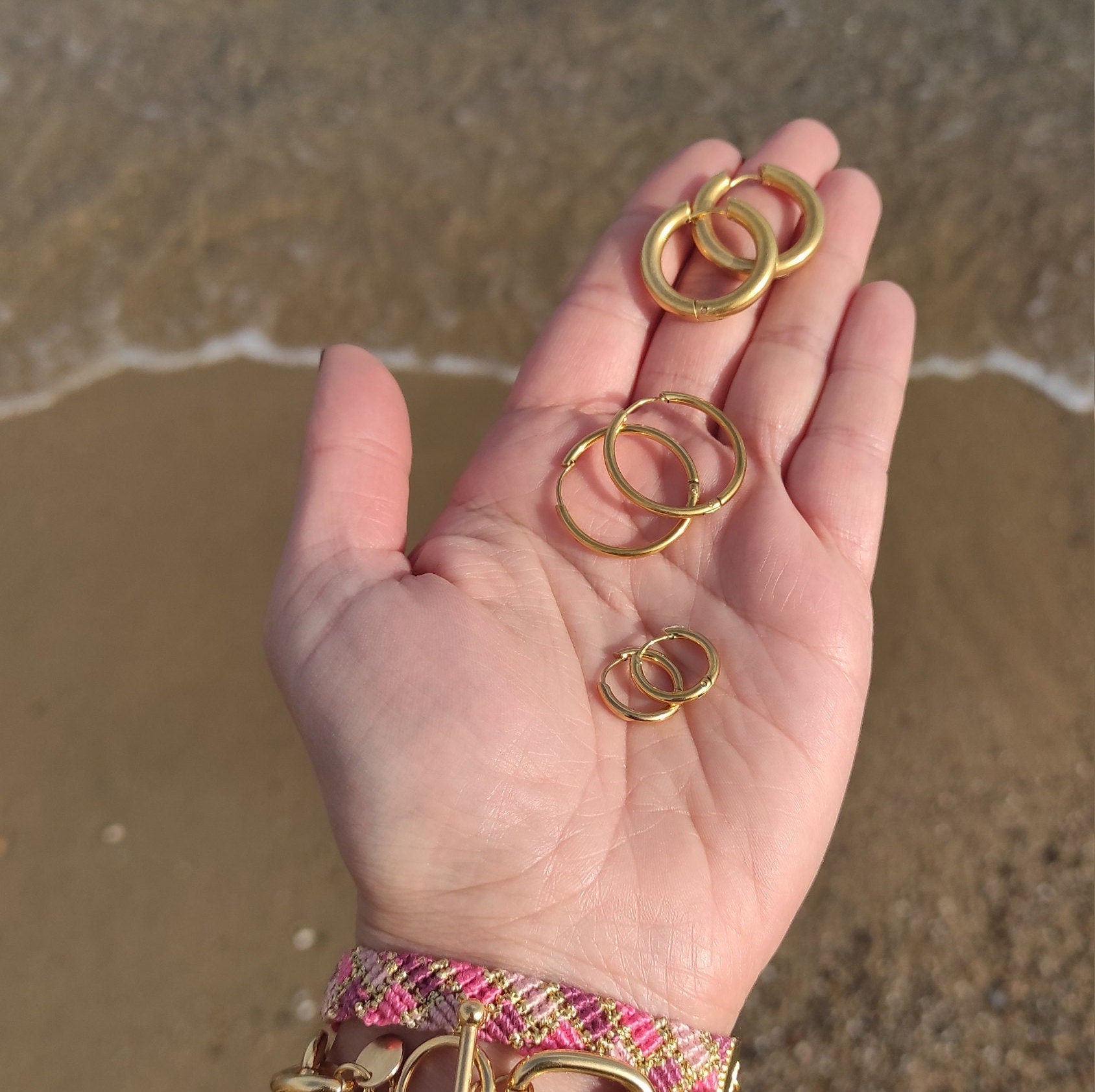 Ohrringe LEA, dünne Creolen, 24 mm