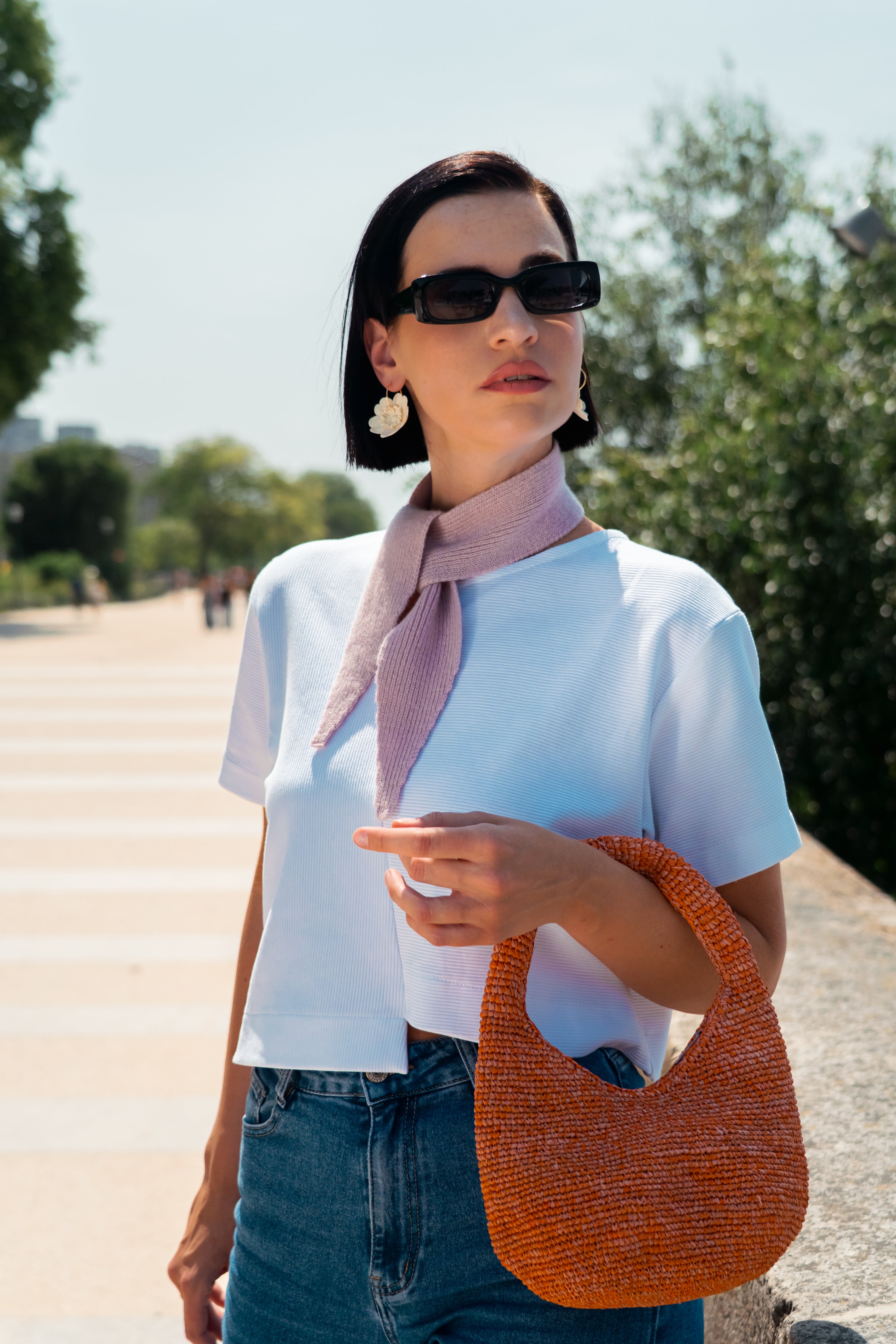 Mini-Schal aus Merino Kaschmir im Foulard-Stil, Powder Altrosa Freiberg Knitwear