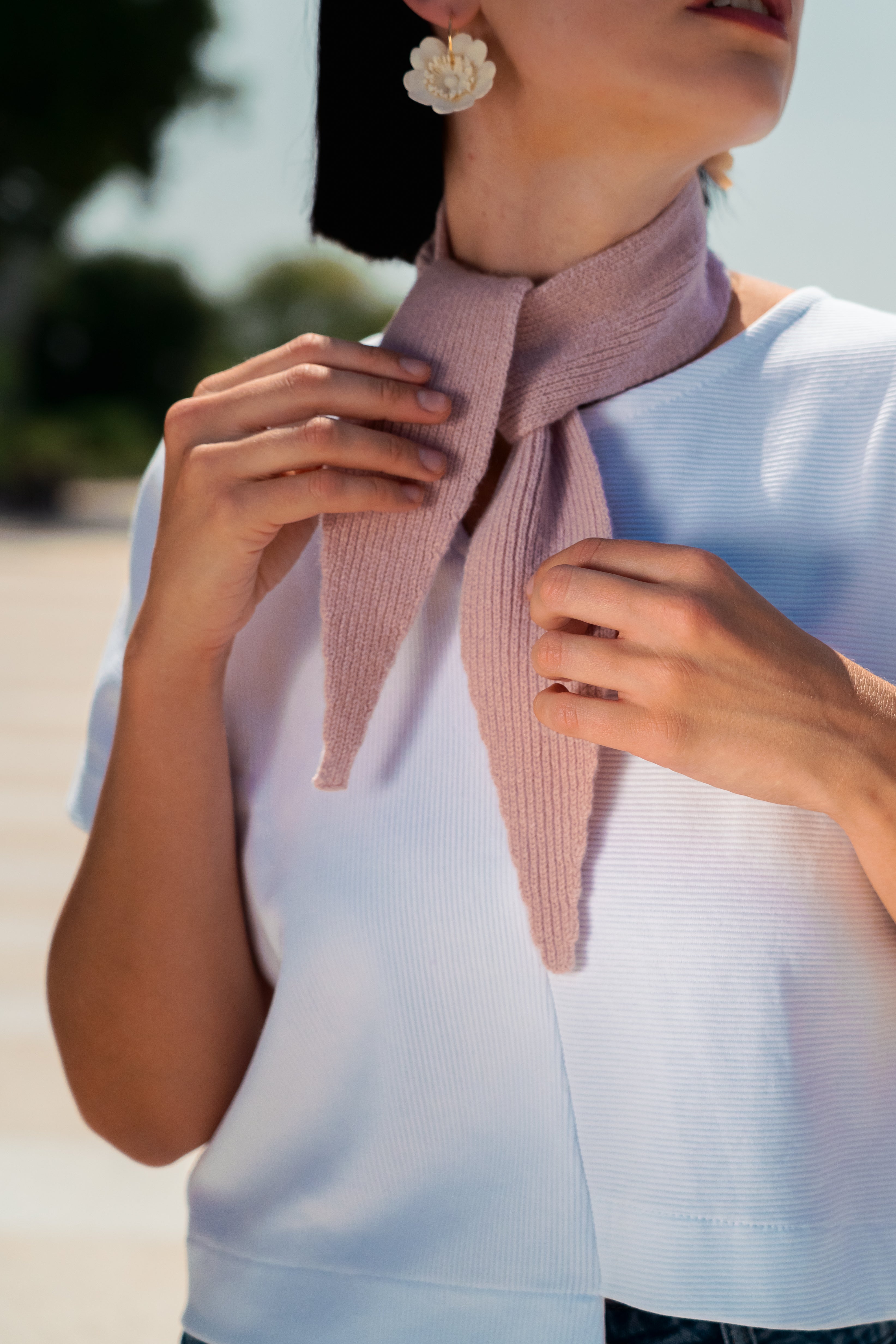 Mini-Schal aus Merino Kaschmir im Foulard-Stil, Powder Altrosa Freiberg Knitwear
