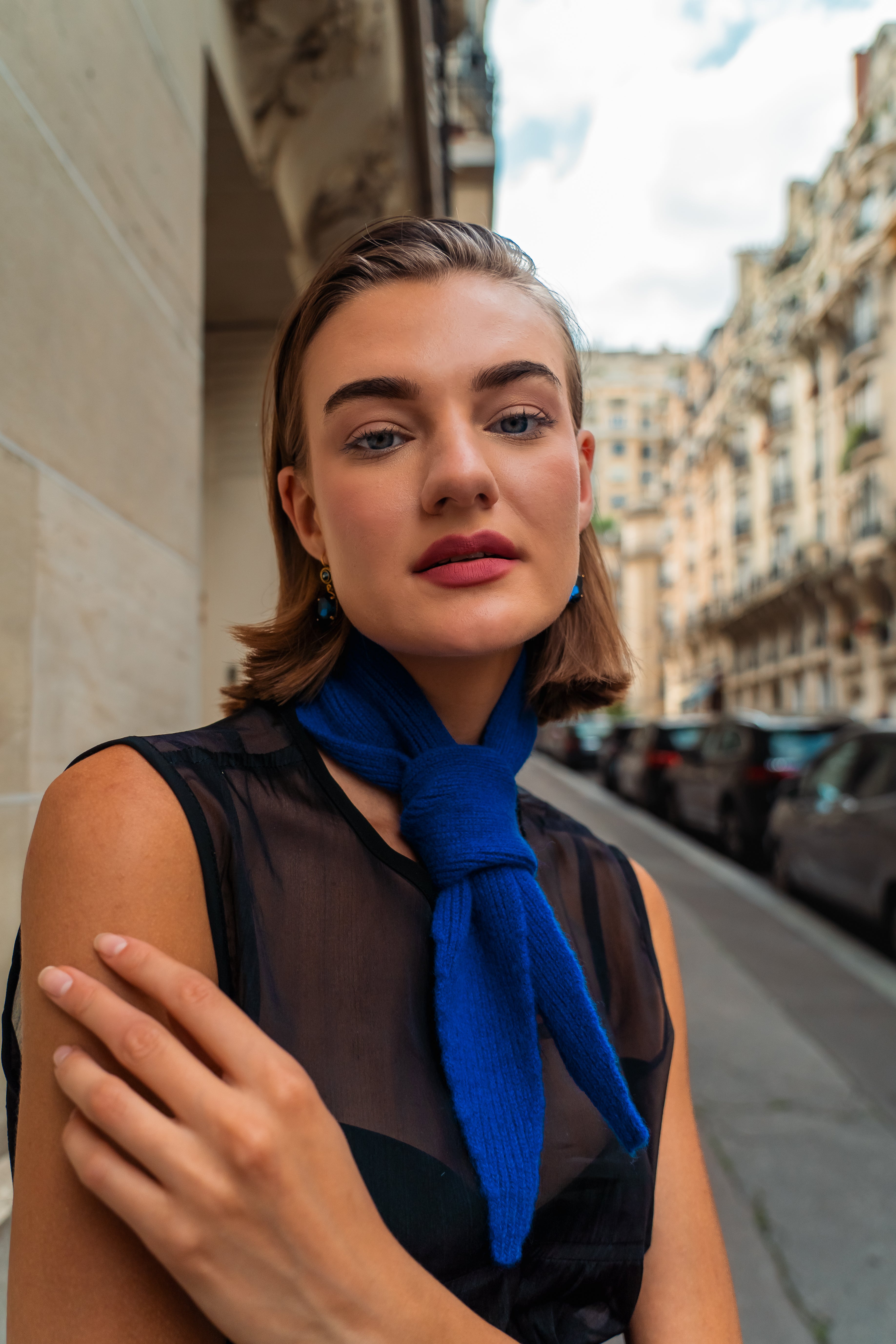 Mini-Schal aus Merino Kaschmir im Foulard-Stil, Königsblau Freiberg Knitwear