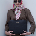 Laptoptasche Saffiano-Leder Schwarz Meriem Lebdiri