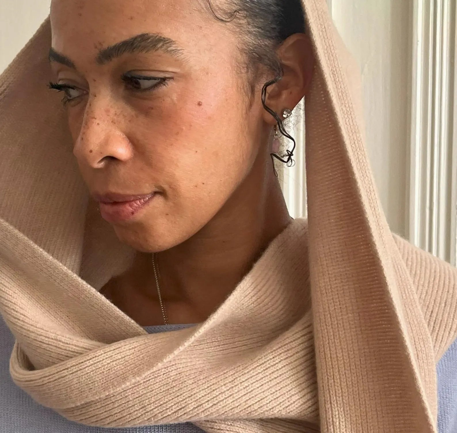 Merino Kaschmir Wollschal in Beige, Freiberg Knitwear